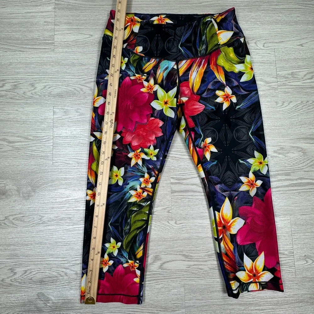 CALIA Women's Leggings Tropical Floral Print Multicolor Capri Cropped Yoga Pants
